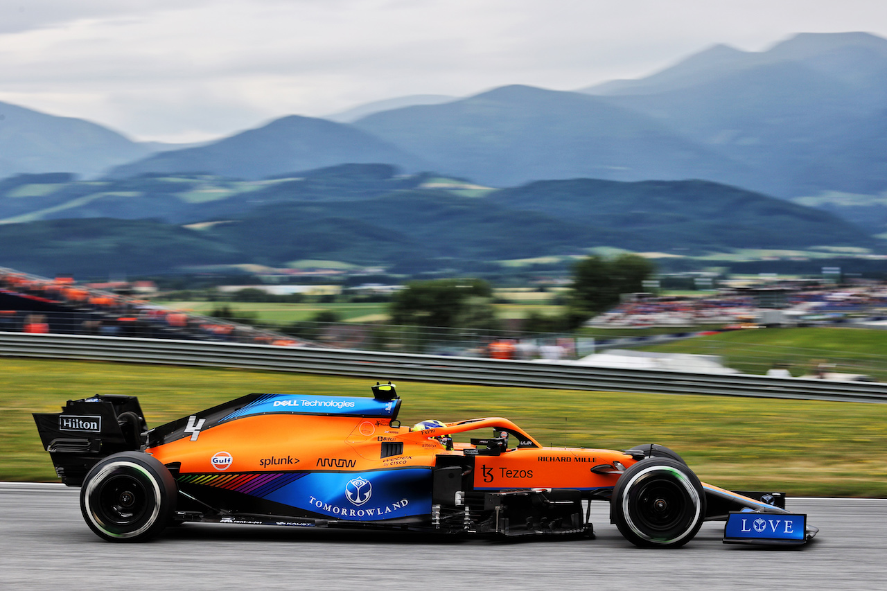 GP AUSTRIA, Lando Norris (GBR) McLaren MCL35M.
02.07.2021. Formula 1 World Championship, Rd 9, Austrian Grand Prix, Spielberg, Austria, Practice Day.
- www.xpbimages.com, EMail: requests@xpbimages.com © Copyright: Batchelor / XPB Images