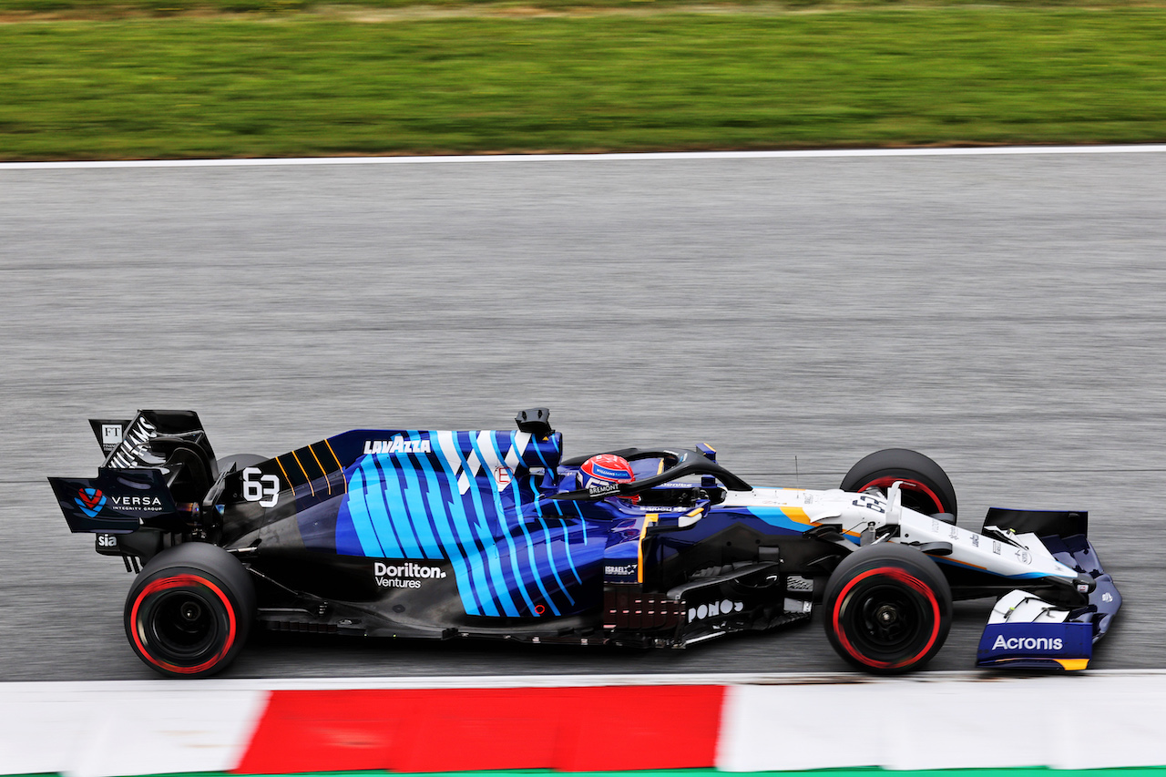 GP AUSTRIA, George Russell (GBR) Williams Racing FW43B.
02.07.2021. Formula 1 World Championship, Rd 9, Austrian Grand Prix, Spielberg, Austria, Practice Day.
- www.xpbimages.com, EMail: requests@xpbimages.com © Copyright: Batchelor / XPB Images