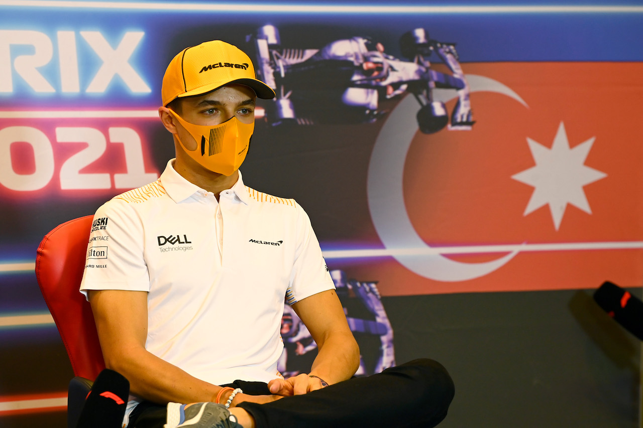 GP AZERBAIJAN, Lando Norris (GBR) McLaren in the FIA Press Conference.
03.06.2021. Formula 1 World Championship, Rd 6, Azerbaijan Grand Prix, Baku Street Circuit, Azerbaijan, Preparation Day.
- www.xpbimages.com, EMail: requests@xpbimages.com © Copyright: FIA Pool Image for Editorial Use Only