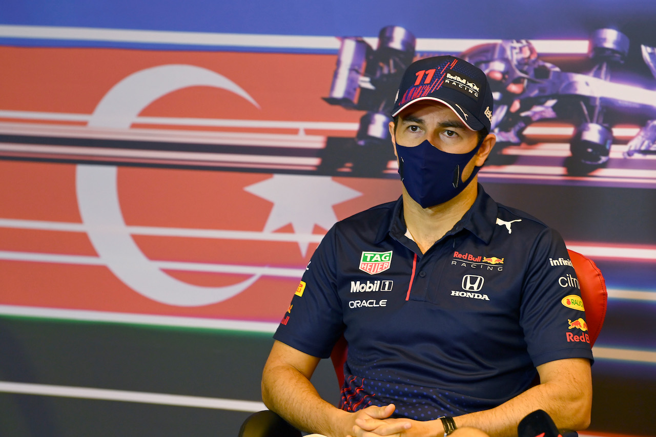GP AZERBAIJAN, Sergio Perez (MEX) Red Bull Racing in the FIA Press Conference.
03.06.2021. Formula 1 World Championship, Rd 6, Azerbaijan Grand Prix, Baku Street Circuit, Azerbaijan, Preparation Day.
- www.xpbimages.com, EMail: requests@xpbimages.com © Copyright: FIA Pool Image for Editorial Use Only