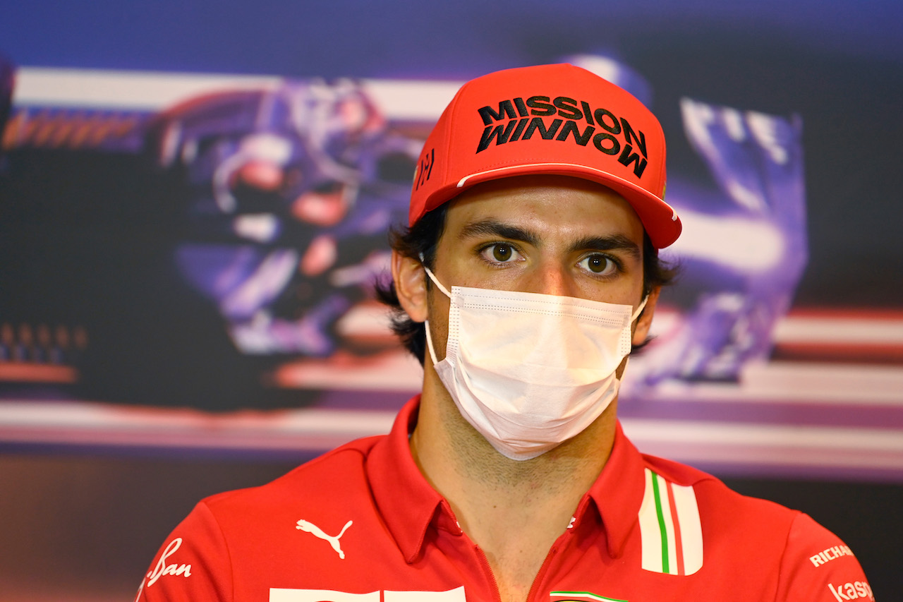 GP AZERBAIJAN, Carlos Sainz Jr (ESP) Ferrari in the FIA Press Conference.
03.06.2021. Formula 1 World Championship, Rd 6, Azerbaijan Grand Prix, Baku Street Circuit, Azerbaijan, Preparation Day.
- www.xpbimages.com, EMail: requests@xpbimages.com © Copyright: FIA Pool Image for Editorial Use Only