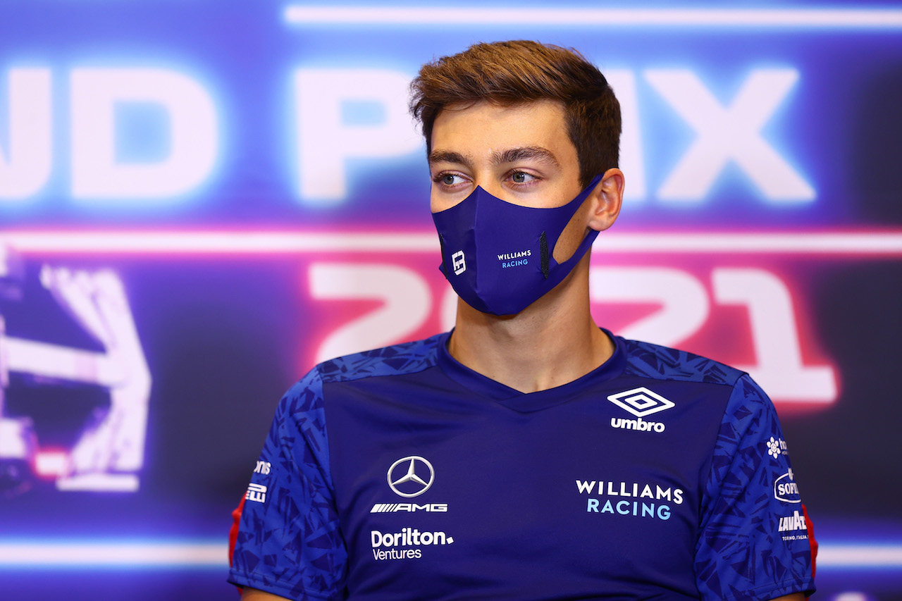 GP AZERBAIJAN, George Russell (GBR) Williams Racing in the FIA Press Conference.
03.06.2021. Formula 1 World Championship, Rd 6, Azerbaijan Grand Prix, Baku Street Circuit, Azerbaijan, Preparation Day.
- www.xpbimages.com, EMail: requests@xpbimages.com © Copyright: FIA Pool Image for Editorial Use Only
