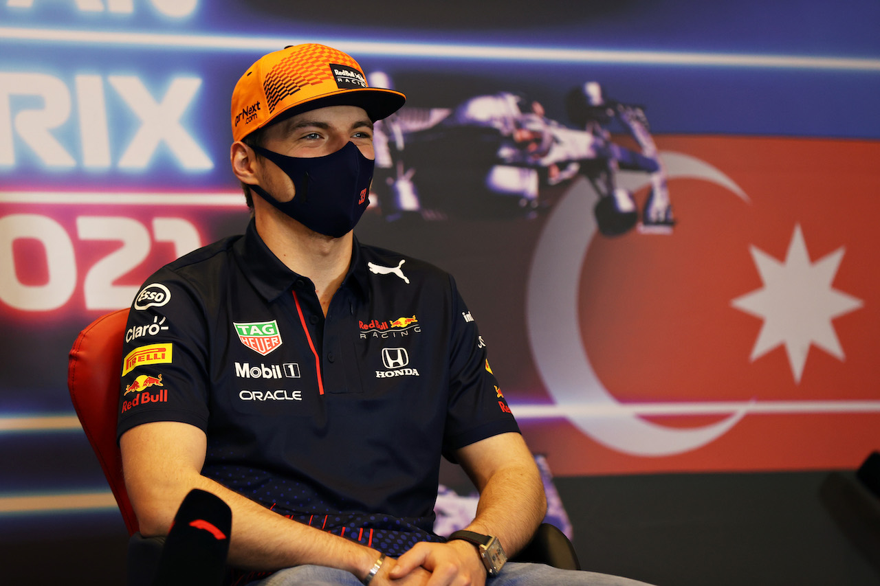 GP AZERBAIJAN, Max Verstappen (NLD) Red Bull Racing in the FIA Press Conference.
03.06.2021. Formula 1 World Championship, Rd 6, Azerbaijan Grand Prix, Baku Street Circuit, Azerbaijan, Preparation Day.
- www.xpbimages.com, EMail: requests@xpbimages.com © Copyright: FIA Pool Image for Editorial Use Only