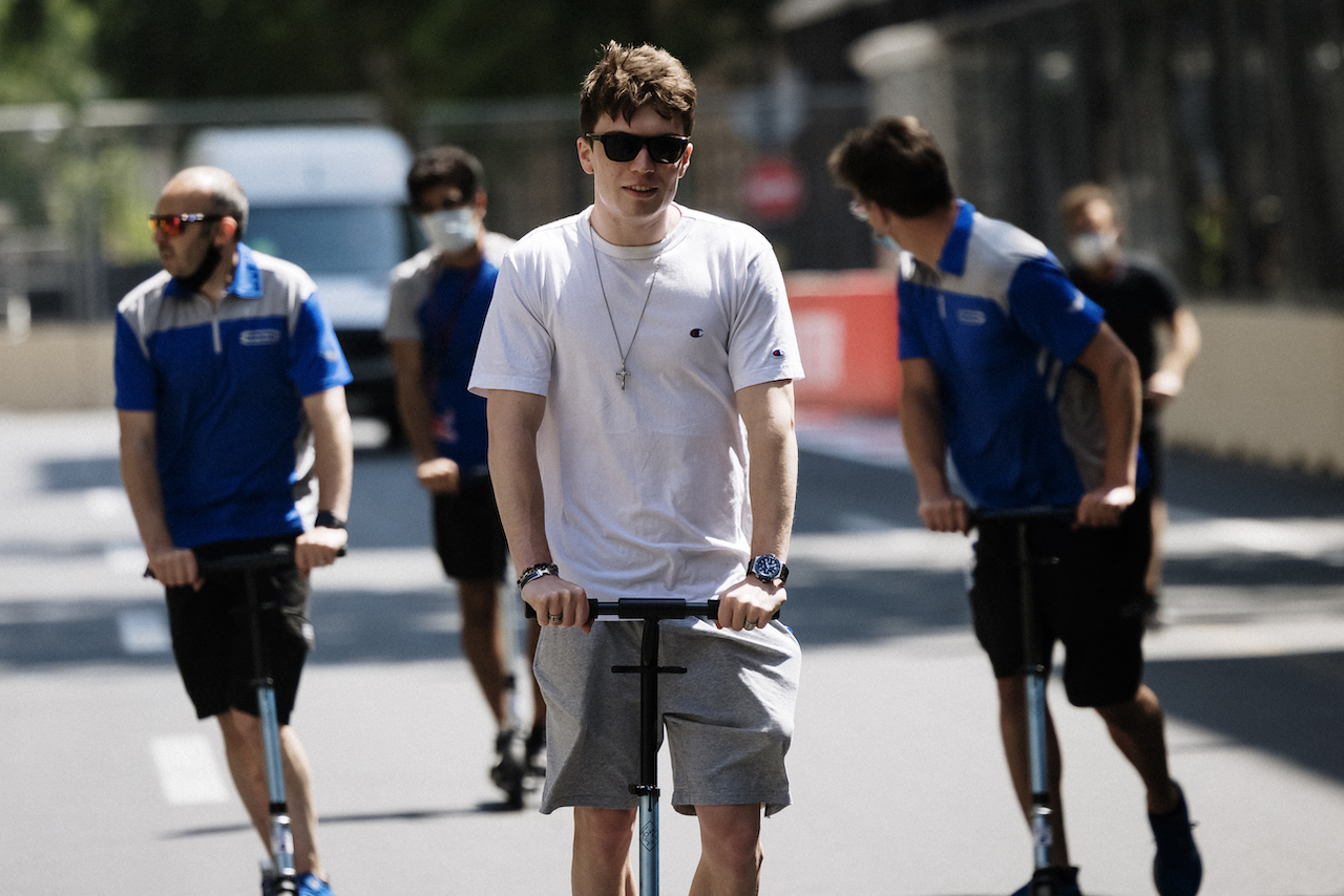 GP AZERBAIJAN, Dan Ticktum (GBR) Carlin scoots the circuit.
03.06.2021. Formula 1 World Championship, Rd 6, Azerbaijan Grand Prix, Baku Street Circuit, Azerbaijan, Preparation Day.
- www.xpbimages.com, EMail: requests@xpbimages.com © Copyright: Bearne / XPB Images