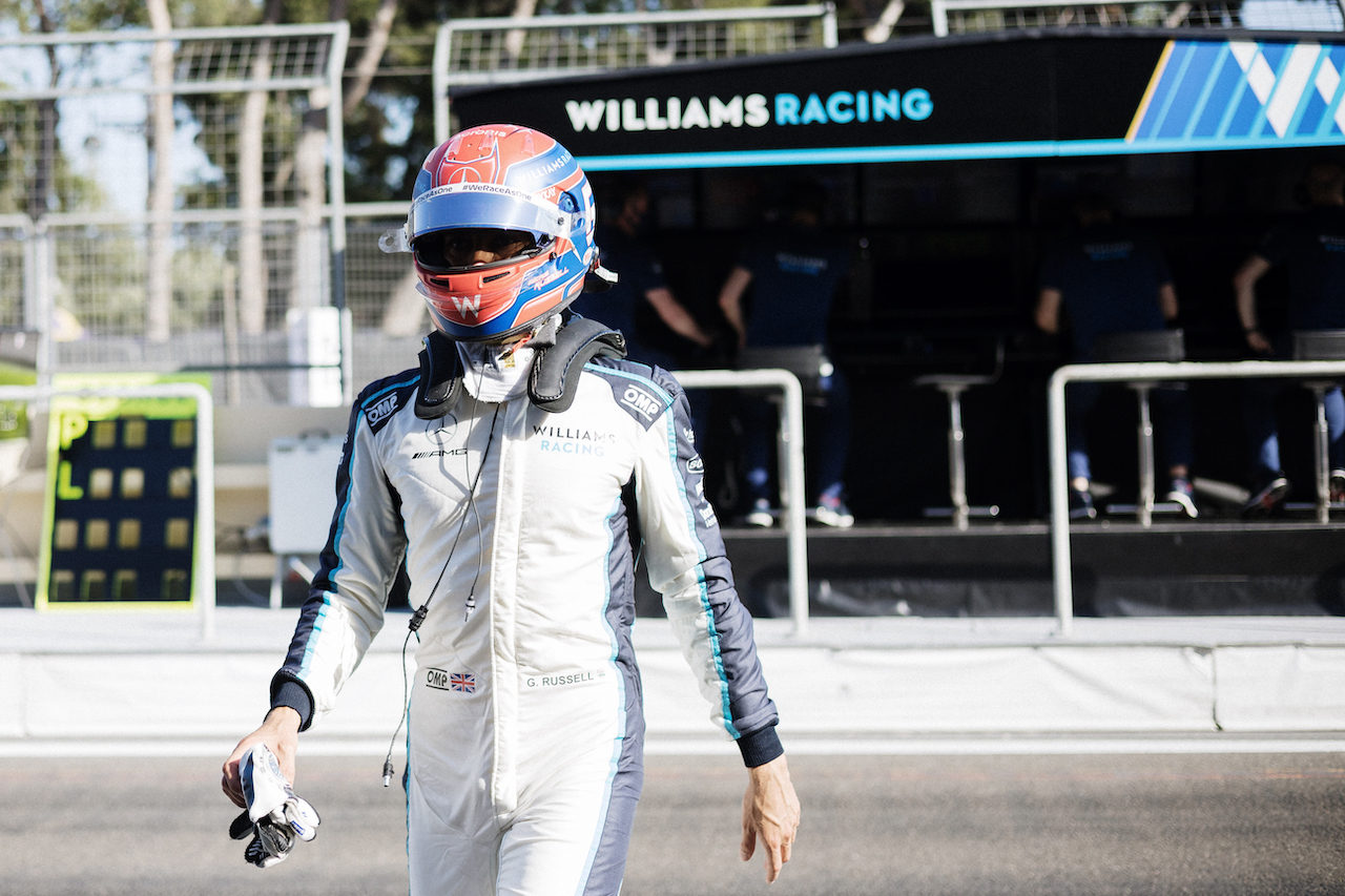 GP AZERBAIJAN, George Russell (GBR) Williams Racing.
05.06.2021. Formula 1 World Championship, Rd 6, Azerbaijan Grand Prix, Baku Street Circuit, Azerbaijan, Qualifiche Day.
- www.xpbimages.com, EMail: requests@xpbimages.com © Copyright: Bearne / XPB Images