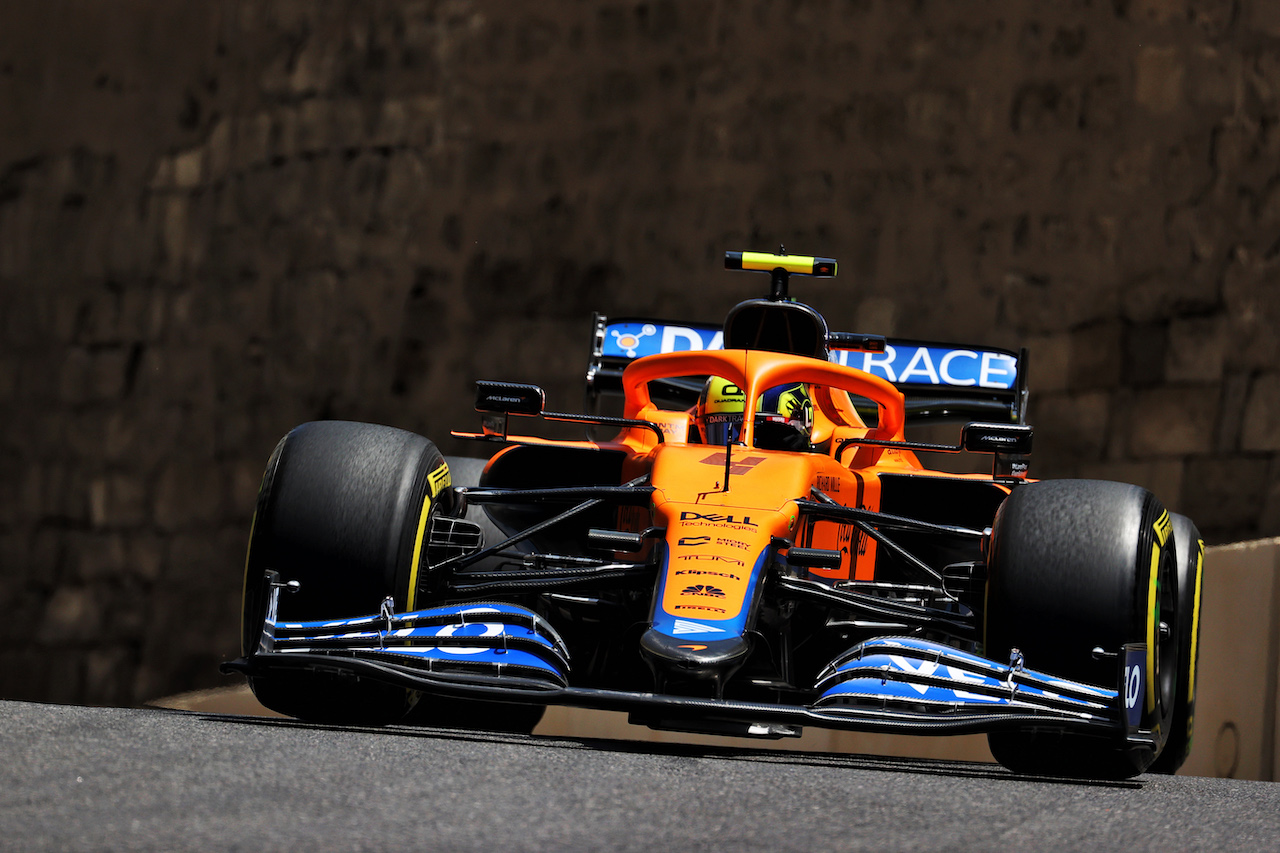 GP AZERBAIJAN, Lando Norris (GBR) McLaren MCL35M.
04.06.2021. Formula 1 World Championship, Rd 6, Azerbaijan Grand Prix, Baku Street Circuit, Azerbaijan, Practice Day.
- www.xpbimages.com, EMail: requests@xpbimages.com © Copyright: Batchelor / XPB Images
