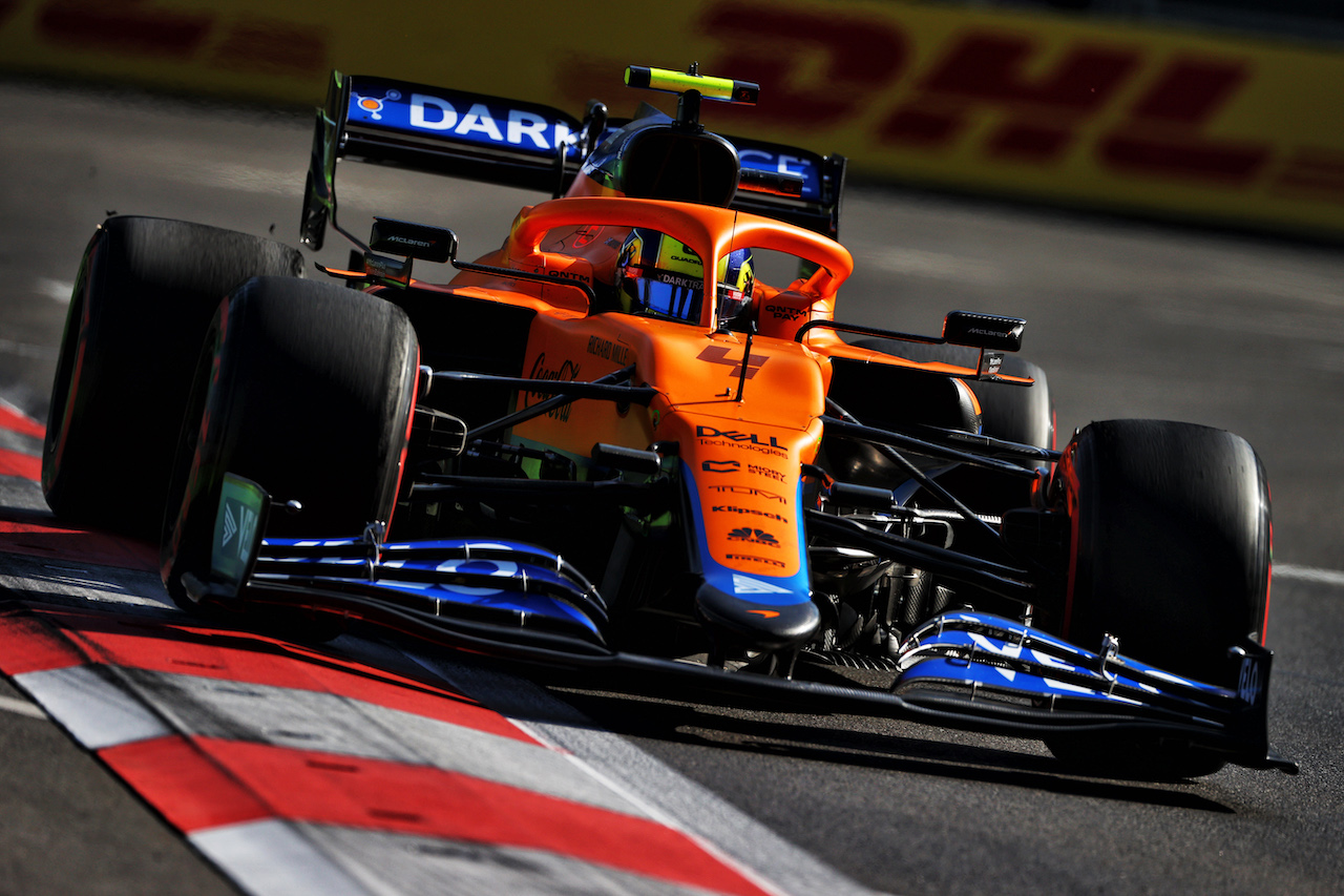 GP AZERBAIJAN, Lando Norris (GBR) McLaren MCL35M.
04.06.2021. Formula 1 World Championship, Rd 6, Azerbaijan Grand Prix, Baku Street Circuit, Azerbaijan, Practice Day.
- www.xpbimages.com, EMail: requests@xpbimages.com © Copyright: Moy / XPB Images
