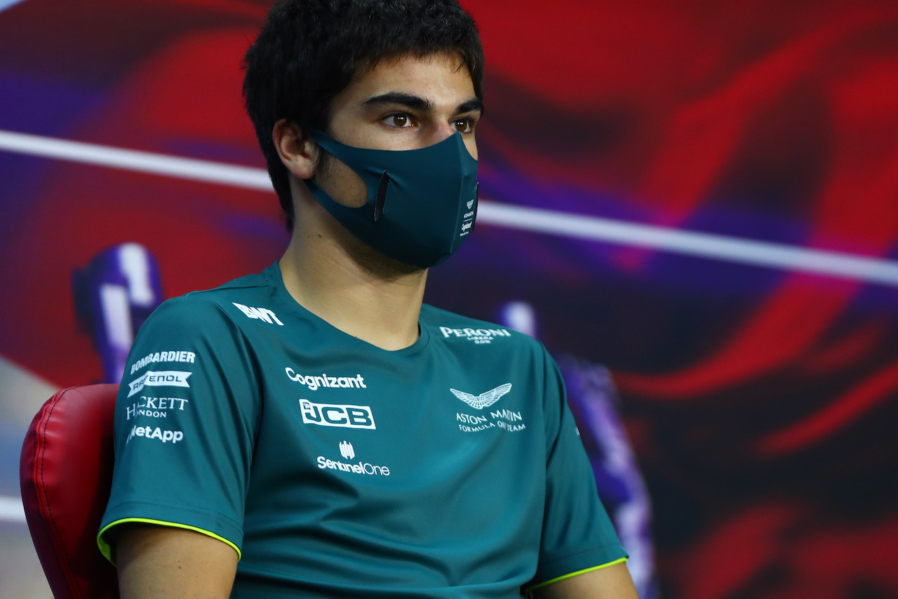 GP BAHRAIN, Lance Stroll (CDN) Aston Martin F1 Team in the FIA Press Conference.
25.03.2021. Formula 1 World Championship, Rd 1, Bahrain Grand Prix, Sakhir, Bahrain, Preparation Day.
- www.xpbimages.com, EMail: requests@xpbimages.com © Copyright: FIA Pool Image for Editorial Use Only
