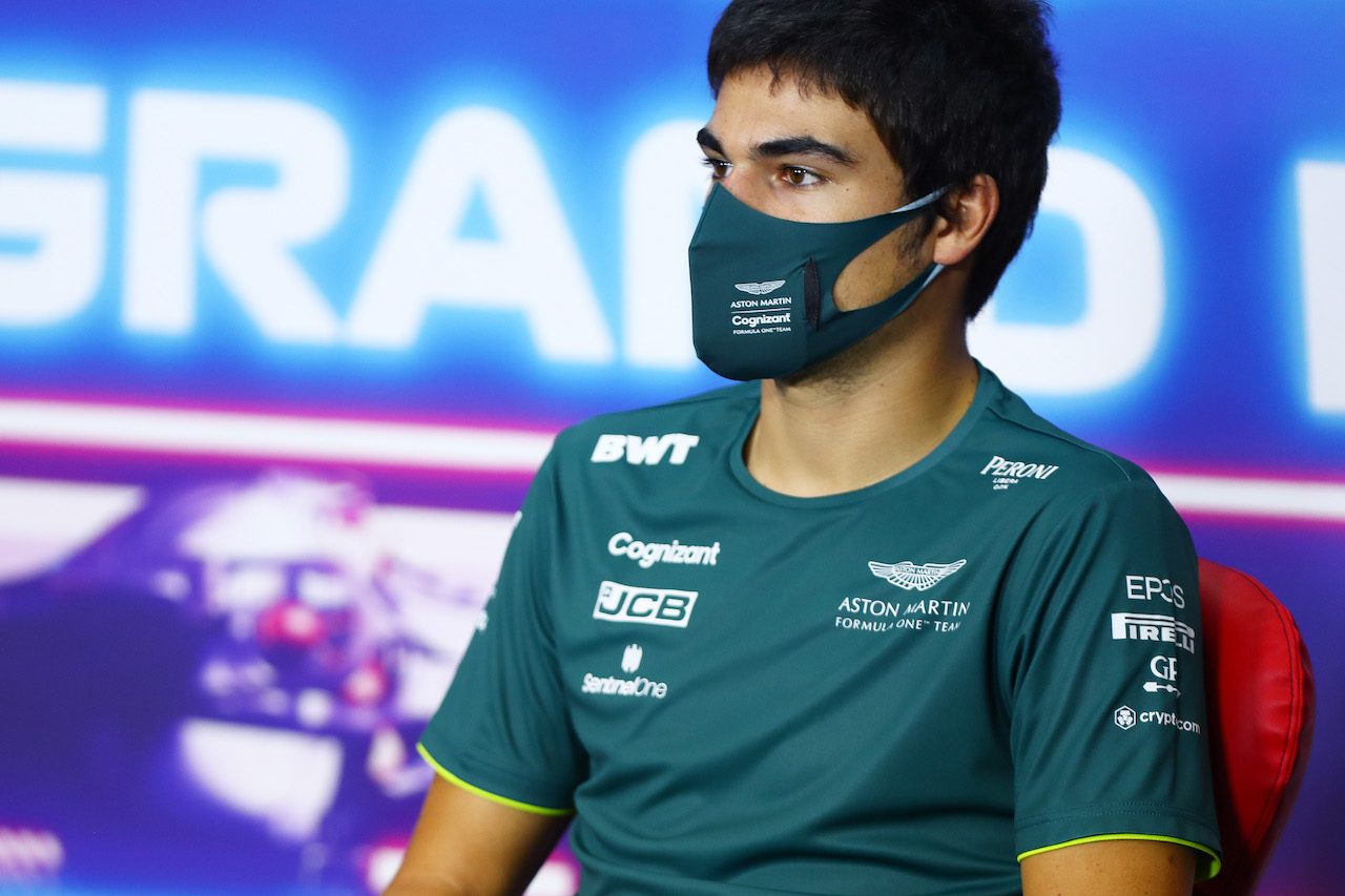GP BAHRAIN, Lance Stroll (CDN) Aston Martin F1 Team in the FIA Press Conference.
25.03.2021. Formula 1 World Championship, Rd 1, Bahrain Grand Prix, Sakhir, Bahrain, Preparation Day.
- www.xpbimages.com, EMail: requests@xpbimages.com © Copyright: FIA Pool Image for Editorial Use Only