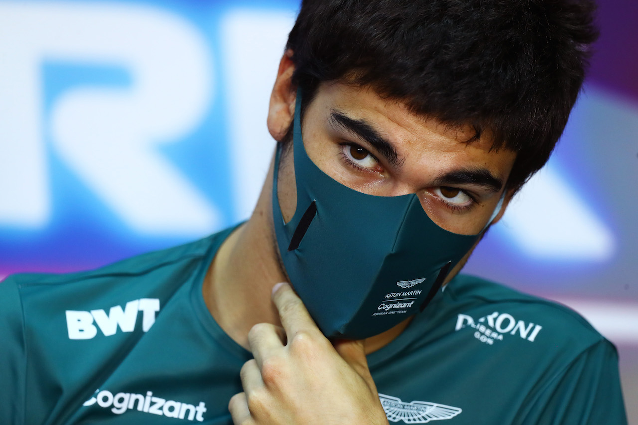 GP BAHRAIN, Lance Stroll (CDN) Aston Martin F1 Team in the FIA Press Conference.
25.03.2021. Formula 1 World Championship, Rd 1, Bahrain Grand Prix, Sakhir, Bahrain, Preparation Day.
- www.xpbimages.com, EMail: requests@xpbimages.com © Copyright: FIA Pool Image for Editorial Use Only