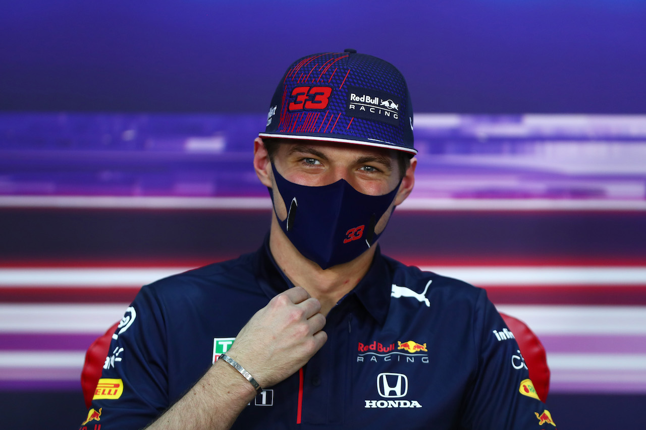 GP BAHRAIN, Max Verstappen (NLD) Red Bull Racing in the FIA Press Conference.
25.03.2021. Formula 1 World Championship, Rd 1, Bahrain Grand Prix, Sakhir, Bahrain, Preparation Day.
- www.xpbimages.com, EMail: requests@xpbimages.com © Copyright: FIA Pool Image for Editorial Use Only
