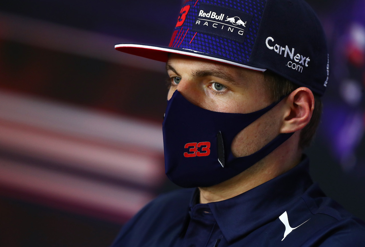 GP BAHRAIN, Max Verstappen (NLD) Red Bull Racing in the FIA Press Conference.
25.03.2021. Formula 1 World Championship, Rd 1, Bahrain Grand Prix, Sakhir, Bahrain, Preparation Day.
- www.xpbimages.com, EMail: requests@xpbimages.com © Copyright: FIA Pool Image for Editorial Use Only