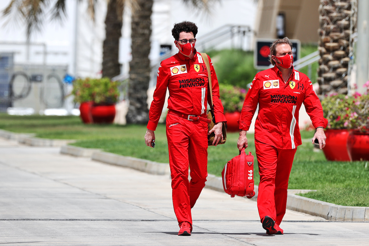 GP BAHRAIN, (L to R): Mattia Binotto (ITA) Ferrari Team Principal with Gino Rosato (CDN) Ferrari.
25.03.2021. Formula 1 World Championship, Rd 1, Bahrain Grand Prix, Sakhir, Bahrain, Preparation Day.
- www.xpbimages.com, EMail: requests@xpbimages.com © Copyright: Moy / XPB Images