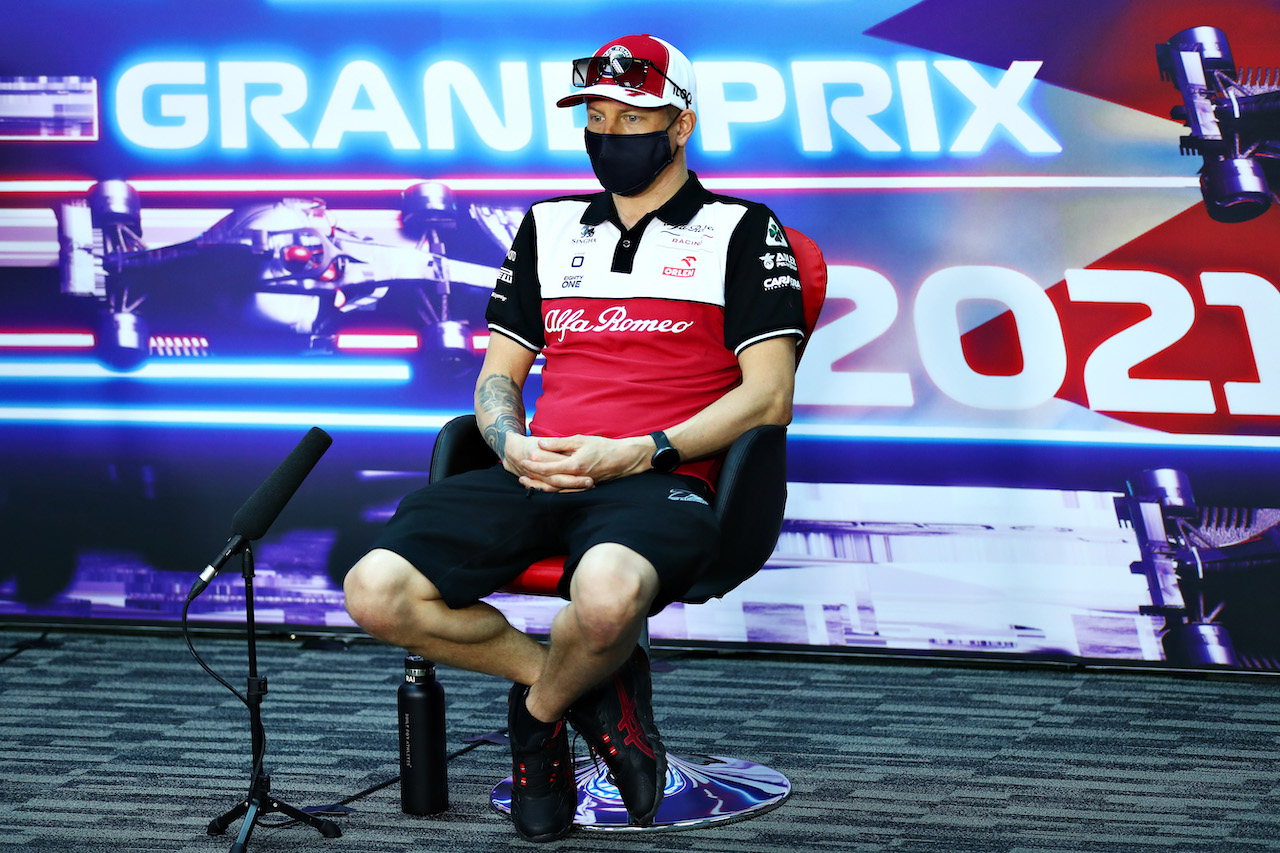 GP BAHRAIN, Kimi Raikkonen (FIN) Alfa Romeo Racing in the FIA Press Conference.
25.03.2021. Formula 1 World Championship, Rd 1, Bahrain Grand Prix, Sakhir, Bahrain, Preparation Day.
- www.xpbimages.com, EMail: requests@xpbimages.com © Copyright: FIA Pool Image for Editorial Use Only