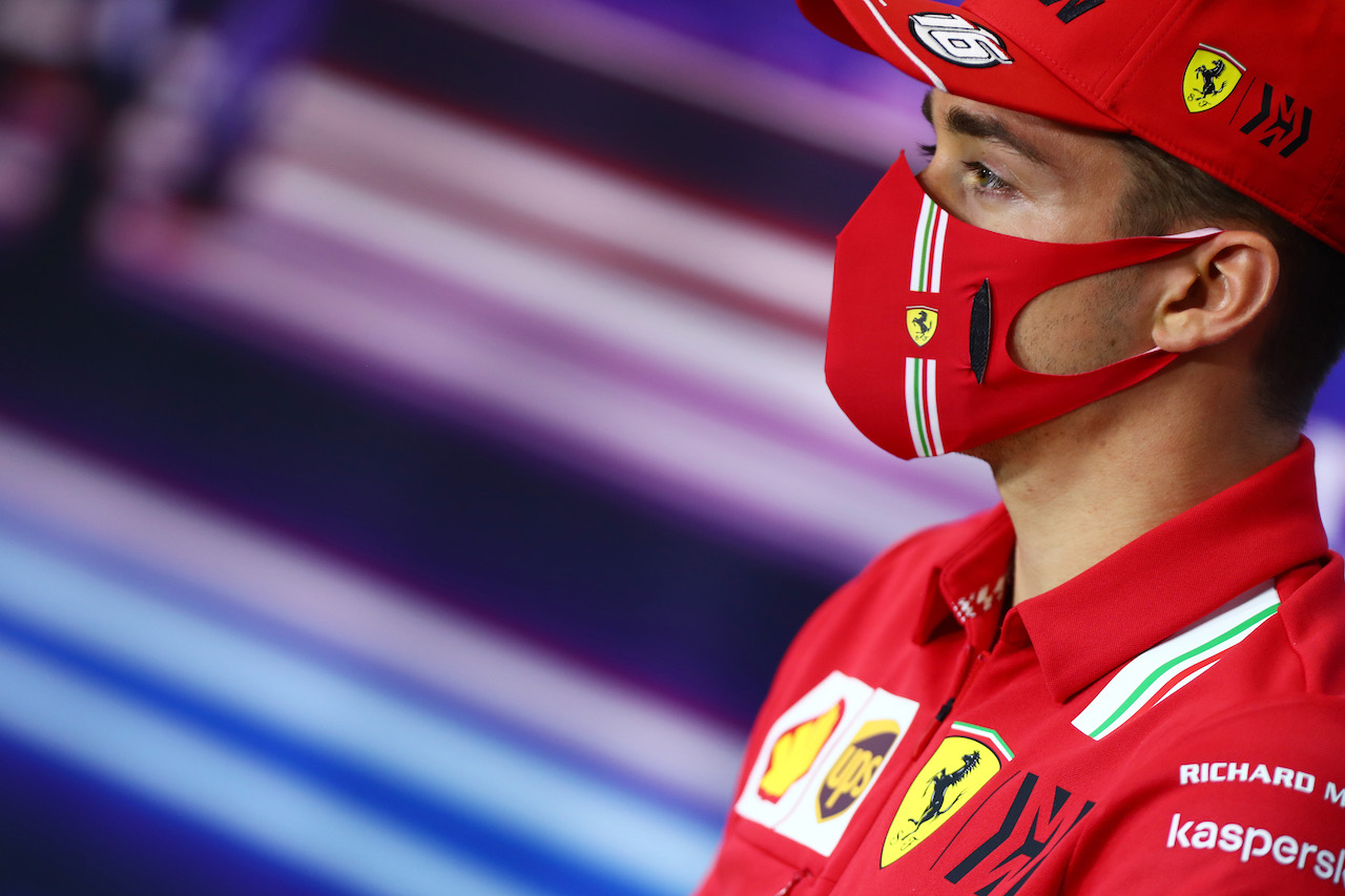 GP BAHRAIN, Charles Leclerc (MON) Ferrari in the FIA Press Conference.
25.03.2021. Formula 1 World Championship, Rd 1, Bahrain Grand Prix, Sakhir, Bahrain, Preparation Day.
- www.xpbimages.com, EMail: requests@xpbimages.com © Copyright: FIA Pool Image for Editorial Use Only