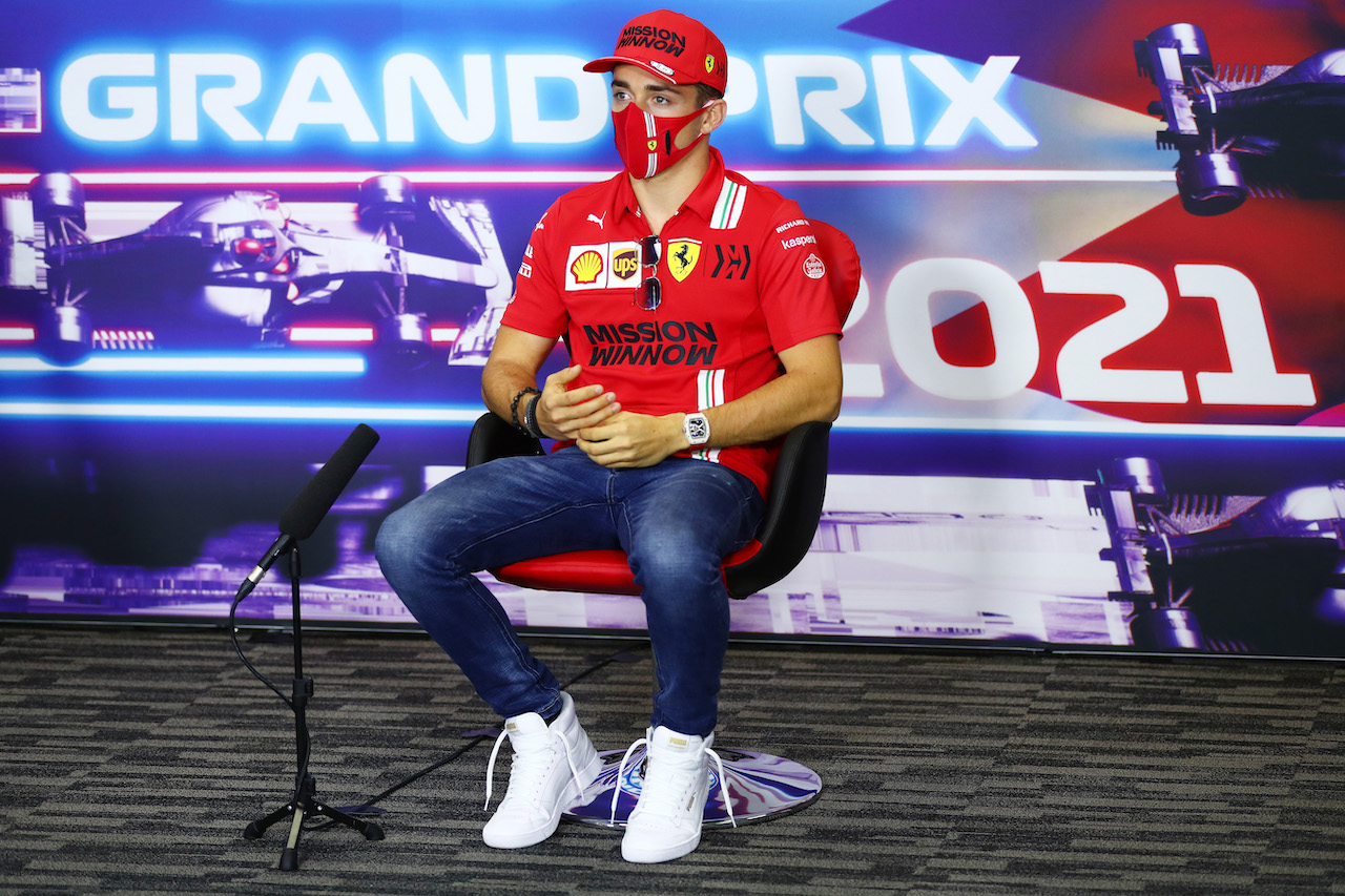 GP BAHRAIN, Charles Leclerc (MON) Ferrari in the FIA Press Conference.
25.03.2021. Formula 1 World Championship, Rd 1, Bahrain Grand Prix, Sakhir, Bahrain, Preparation Day.
- www.xpbimages.com, EMail: requests@xpbimages.com © Copyright: FIA Pool Image for Editorial Use Only
