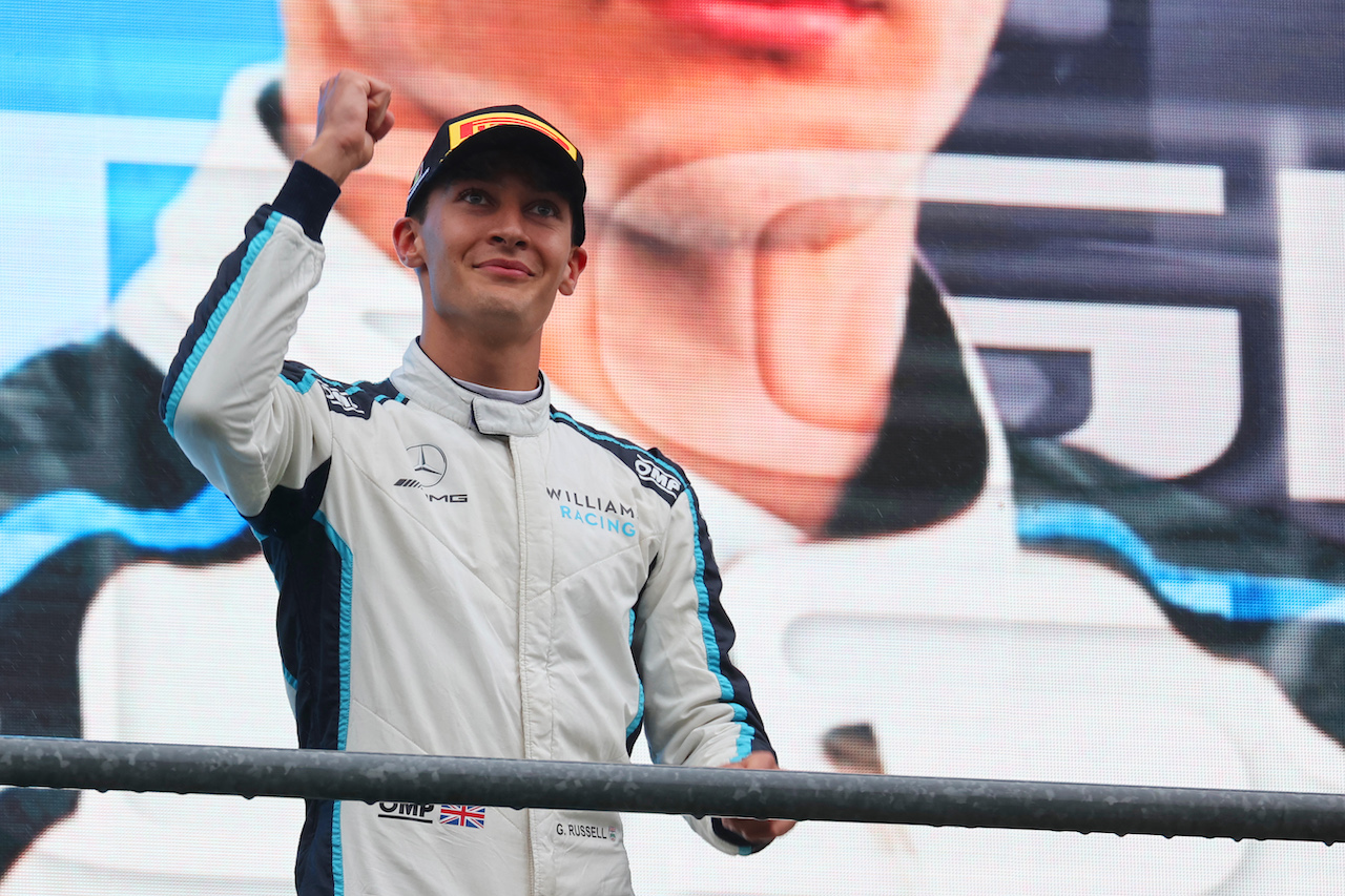 GP BELGIO, 2nd place George Russell (GBR) Williams Racing FW43B.
29.08.2021. Formula 1 World Championship, Rd 12, Belgian Grand Prix, Spa Francorchamps, Belgium, Gara Day.
- www.xpbimages.com, EMail: requests@xpbimages.com ¬© Copyright: Batchelor / XPB Images