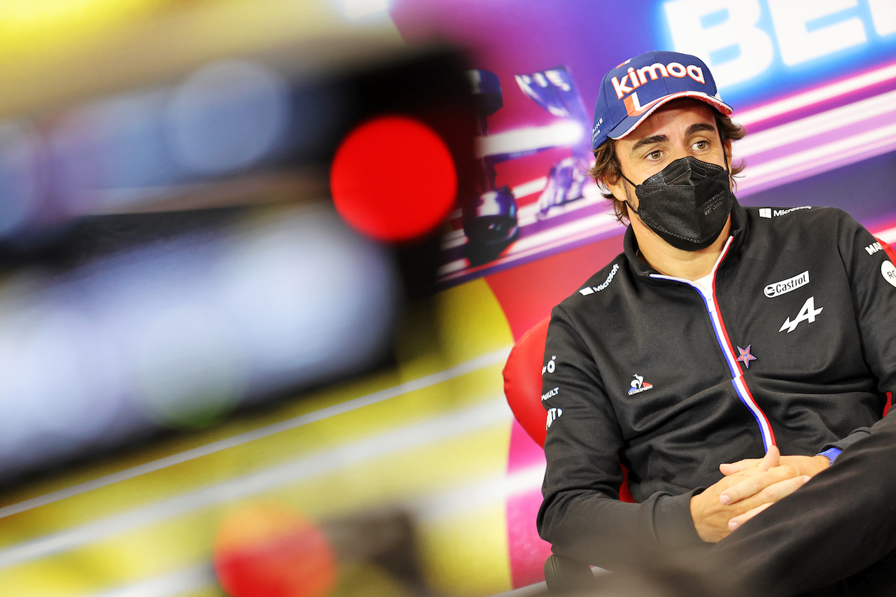 GP BELGIO, Fernando Alonso (ESP) Alpine F1 Team in the FIA Press Conference.
26.08.2021. Formula 1 World Championship, Rd 12, Belgian Grand Prix, Spa Francorchamps, Belgium, Preparation Day.
- www.xpbimages.com, EMail: requests@xpbimages.com © Copyright: Charniaux / XPB Images