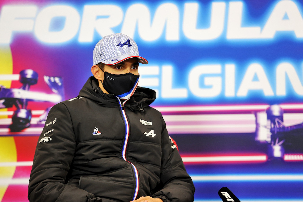 GP BELGIO, Esteban Ocon (FRA) Alpine F1 Team in the FIA Press Conference.
26.08.2021. Formula 1 World Championship, Rd 12, Belgian Grand Prix, Spa Francorchamps, Belgium, Preparation Day.
- www.xpbimages.com, EMail: requests@xpbimages.com © Copyright: Charniaux / XPB Images