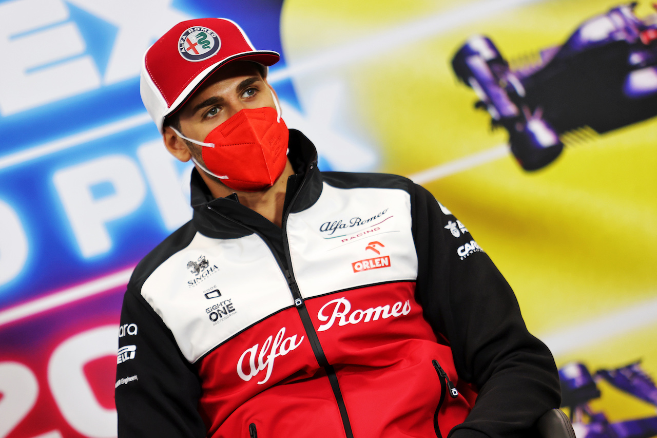 GP BELGIO, Antonio Giovinazzi (ITA) Alfa Romeo Racing in the FIA Press Conference.
26.08.2021. Formula 1 World Championship, Rd 12, Belgian Grand Prix, Spa Francorchamps, Belgium, Preparation Day.
- www.xpbimages.com, EMail: requests@xpbimages.com © Copyright: Charniaux / XPB Images