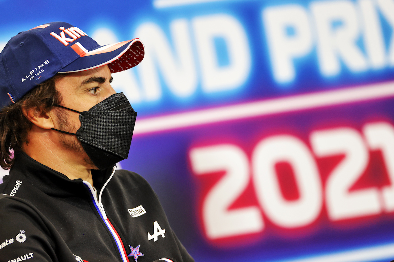 GP BELGIO, Fernando Alonso (ESP) Alpine F1 Team in the FIA Press Conference.
26.08.2021. Formula 1 World Championship, Rd 12, Belgian Grand Prix, Spa Francorchamps, Belgium, Preparation Day.
- www.xpbimages.com, EMail: requests@xpbimages.com © Copyright: Charniaux / XPB Images