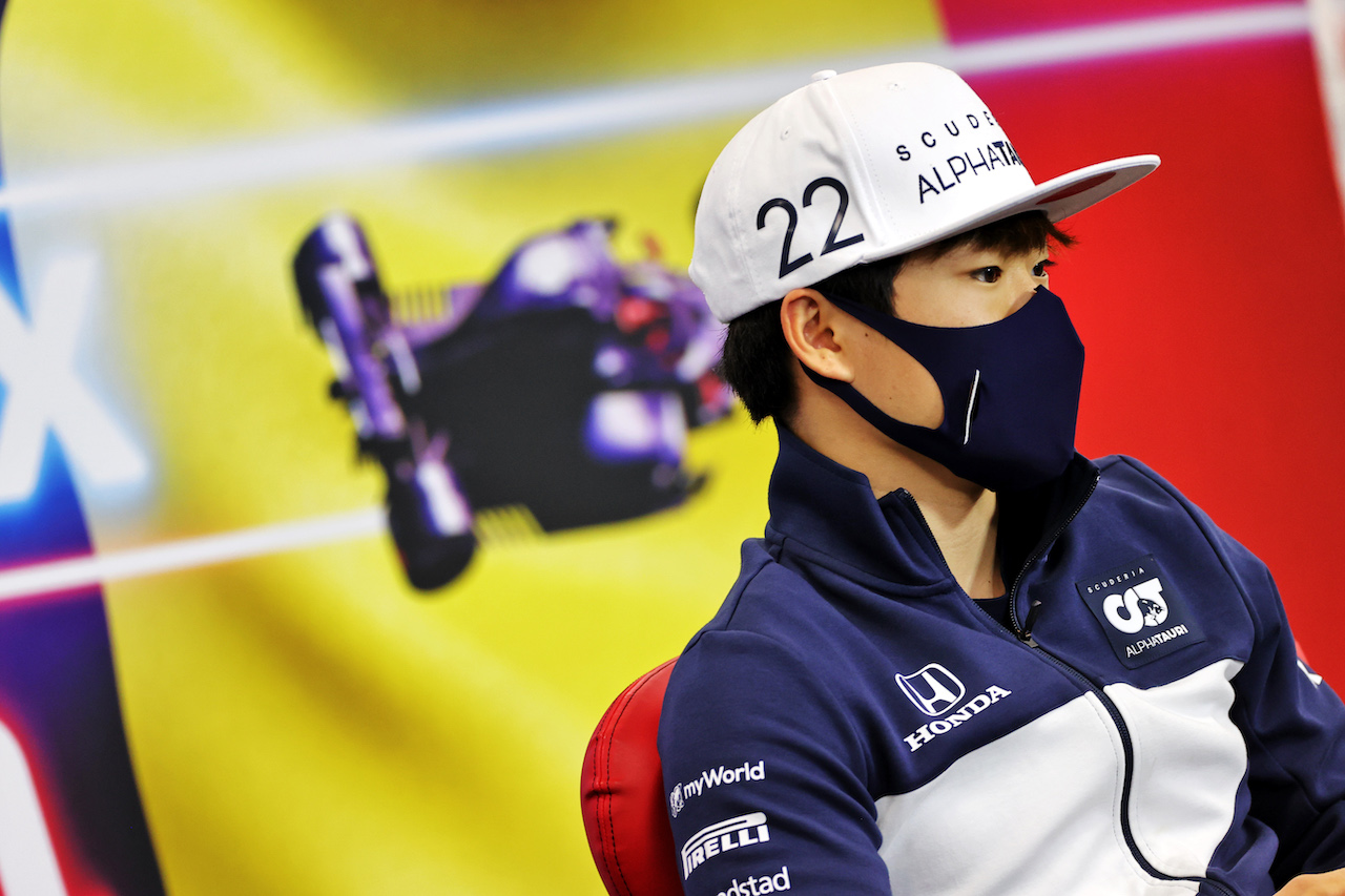 GP BELGIO, Yuki Tsunoda (JPN) AlphaTauri in the FIA Press Conference.
26.08.2021. Formula 1 World Championship, Rd 12, Belgian Grand Prix, Spa Francorchamps, Belgium, Preparation Day.
- www.xpbimages.com, EMail: requests@xpbimages.com © Copyright: Charniaux / XPB Images