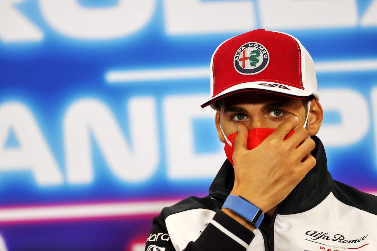 GP BELGIO, Antonio Giovinazzi (ITA) Alfa Romeo Racing in the FIA Press Conference.
26.08.2021. Formula 1 World Championship, Rd 12, Belgian Grand Prix, Spa Francorchamps, Belgium, Preparation Day.
- www.xpbimages.com, EMail: requests@xpbimages.com © Copyright: Charniaux / XPB Images