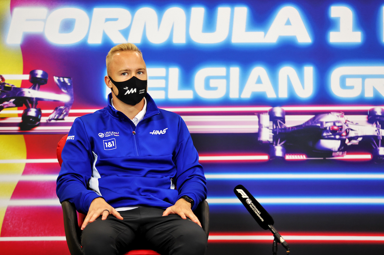 GP BELGIO, Nikita Mazepin (RUS) Haas F1 Team in the FIA Press Conference.
26.08.2021. Formula 1 World Championship, Rd 12, Belgian Grand Prix, Spa Francorchamps, Belgium, Preparation Day.
- www.xpbimages.com, EMail: requests@xpbimages.com © Copyright: Charniaux / XPB Images