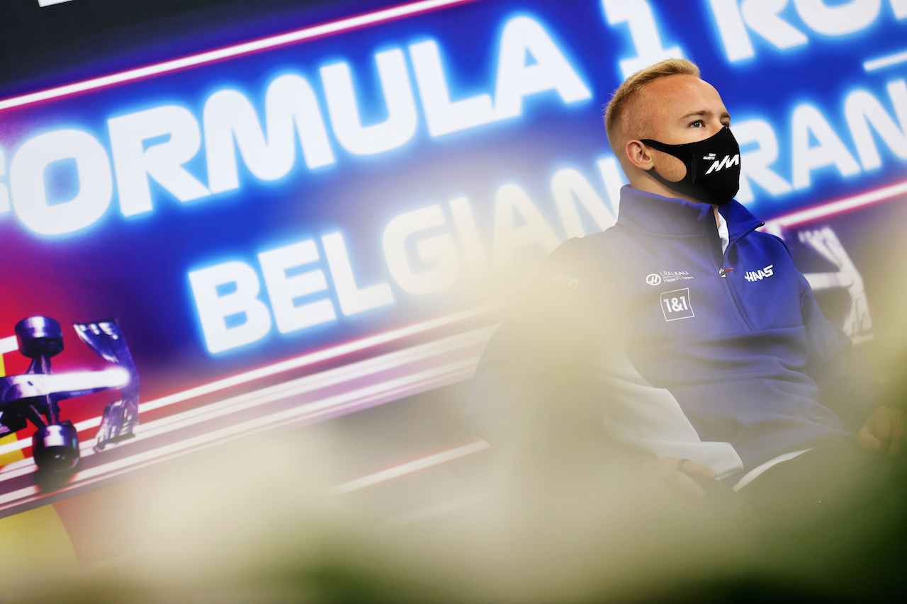 GP BELGIO, Nikita Mazepin (RUS) Haas F1 Team in the FIA Press Conference.
26.08.2021. Formula 1 World Championship, Rd 12, Belgian Grand Prix, Spa Francorchamps, Belgium, Preparation Day.
- www.xpbimages.com, EMail: requests@xpbimages.com © Copyright: Charniaux / XPB Images
