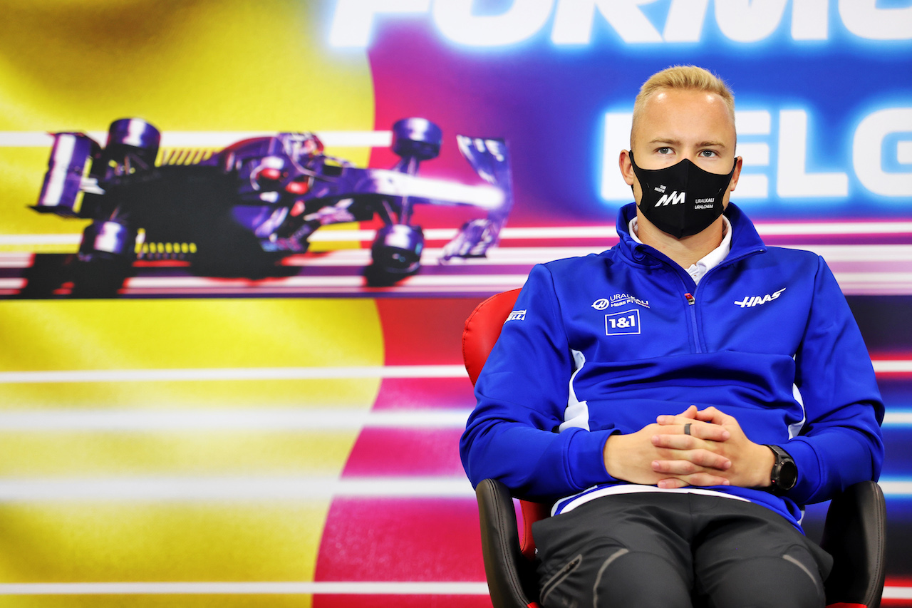 GP BELGIO, Nikita Mazepin (RUS) Haas F1 Team in the FIA Press Conference.
26.08.2021. Formula 1 World Championship, Rd 12, Belgian Grand Prix, Spa Francorchamps, Belgium, Preparation Day.
- www.xpbimages.com, EMail: requests@xpbimages.com © Copyright: Charniaux / XPB Images