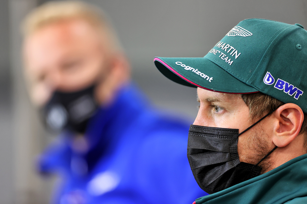 GP BELGIO, Sebastian Vettel (GER) Aston Martin F1 Team in the FIA Press Conference.
26.08.2021. Formula 1 World Championship, Rd 12, Belgian Grand Prix, Spa Francorchamps, Belgium, Preparation Day.
- www.xpbimages.com, EMail: requests@xpbimages.com © Copyright: Charniaux / XPB Images