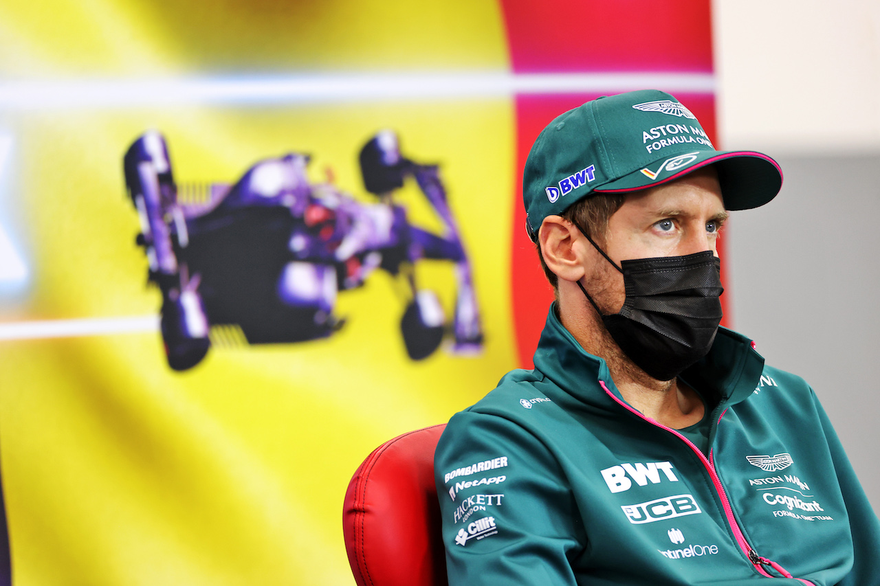 GP BELGIO, Sebastian Vettel (GER) Aston Martin F1 Team in the FIA Press Conference.
26.08.2021. Formula 1 World Championship, Rd 12, Belgian Grand Prix, Spa Francorchamps, Belgium, Preparation Day.
- www.xpbimages.com, EMail: requests@xpbimages.com © Copyright: Charniaux / XPB Images
