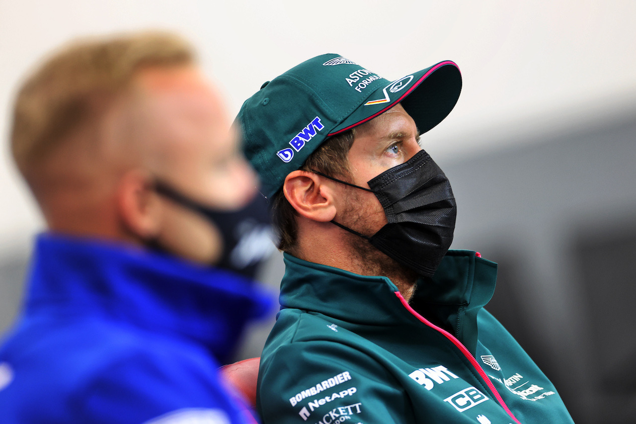 GP BELGIO, Sebastian Vettel (GER) Aston Martin F1 Team in the FIA Press Conference.
26.08.2021. Formula 1 World Championship, Rd 12, Belgian Grand Prix, Spa Francorchamps, Belgium, Preparation Day.
- www.xpbimages.com, EMail: requests@xpbimages.com © Copyright: Charniaux / XPB Images