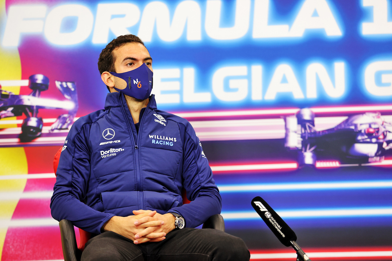 GP BELGIO, Nicholas Latifi (CDN) Williams Racing in the FIA Press Conference.
26.08.2021. Formula 1 World Championship, Rd 12, Belgian Grand Prix, Spa Francorchamps, Belgium, Preparation Day.
- www.xpbimages.com, EMail: requests@xpbimages.com © Copyright: Charniaux / XPB Images