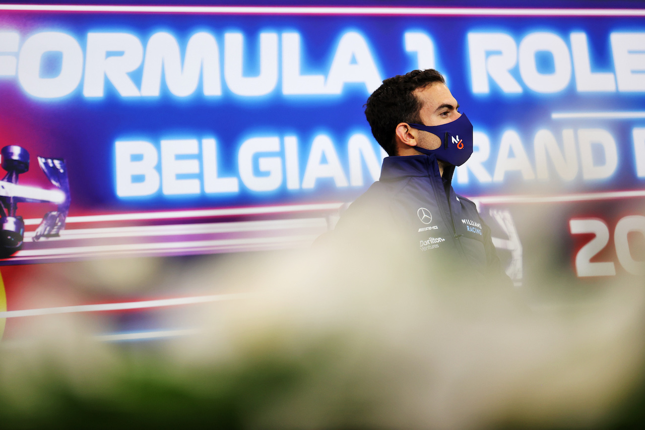 GP BELGIO, Nicholas Latifi (CDN) Williams Racing in the FIA Press Conference.
26.08.2021. Formula 1 World Championship, Rd 12, Belgian Grand Prix, Spa Francorchamps, Belgium, Preparation Day.
- www.xpbimages.com, EMail: requests@xpbimages.com © Copyright: Charniaux / XPB Images