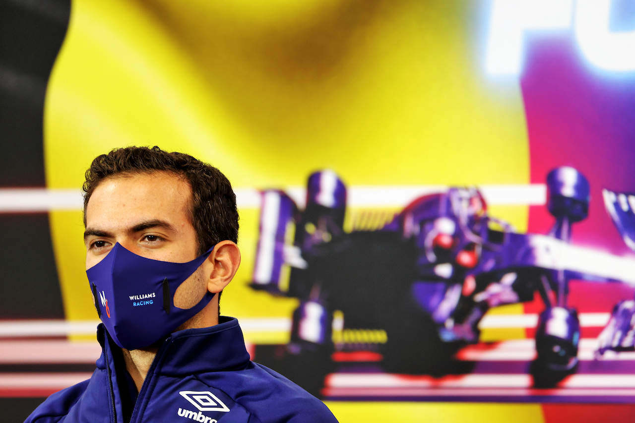 GP BELGIO, Nicholas Latifi (CDN) Williams Racing in the FIA Press Conference.
26.08.2021. Formula 1 World Championship, Rd 12, Belgian Grand Prix, Spa Francorchamps, Belgium, Preparation Day.
- www.xpbimages.com, EMail: requests@xpbimages.com © Copyright: Charniaux / XPB Images