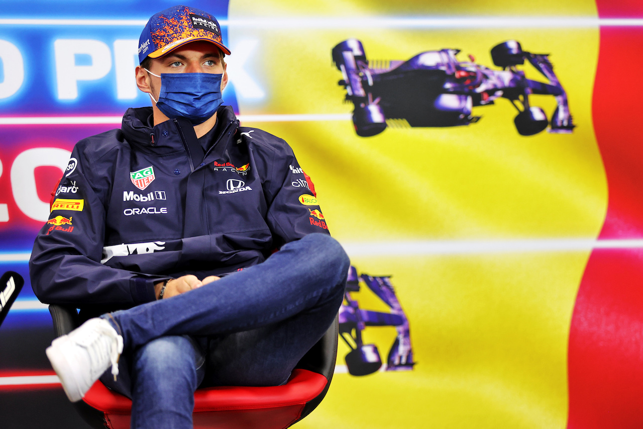 GP BELGIO, Max Verstappen (NLD) Red Bull Racing in the FIA Press Conference.
26.08.2021. Formula 1 World Championship, Rd 12, Belgian Grand Prix, Spa Francorchamps, Belgium, Preparation Day.
- www.xpbimages.com, EMail: requests@xpbimages.com © Copyright: Charniaux / XPB Images