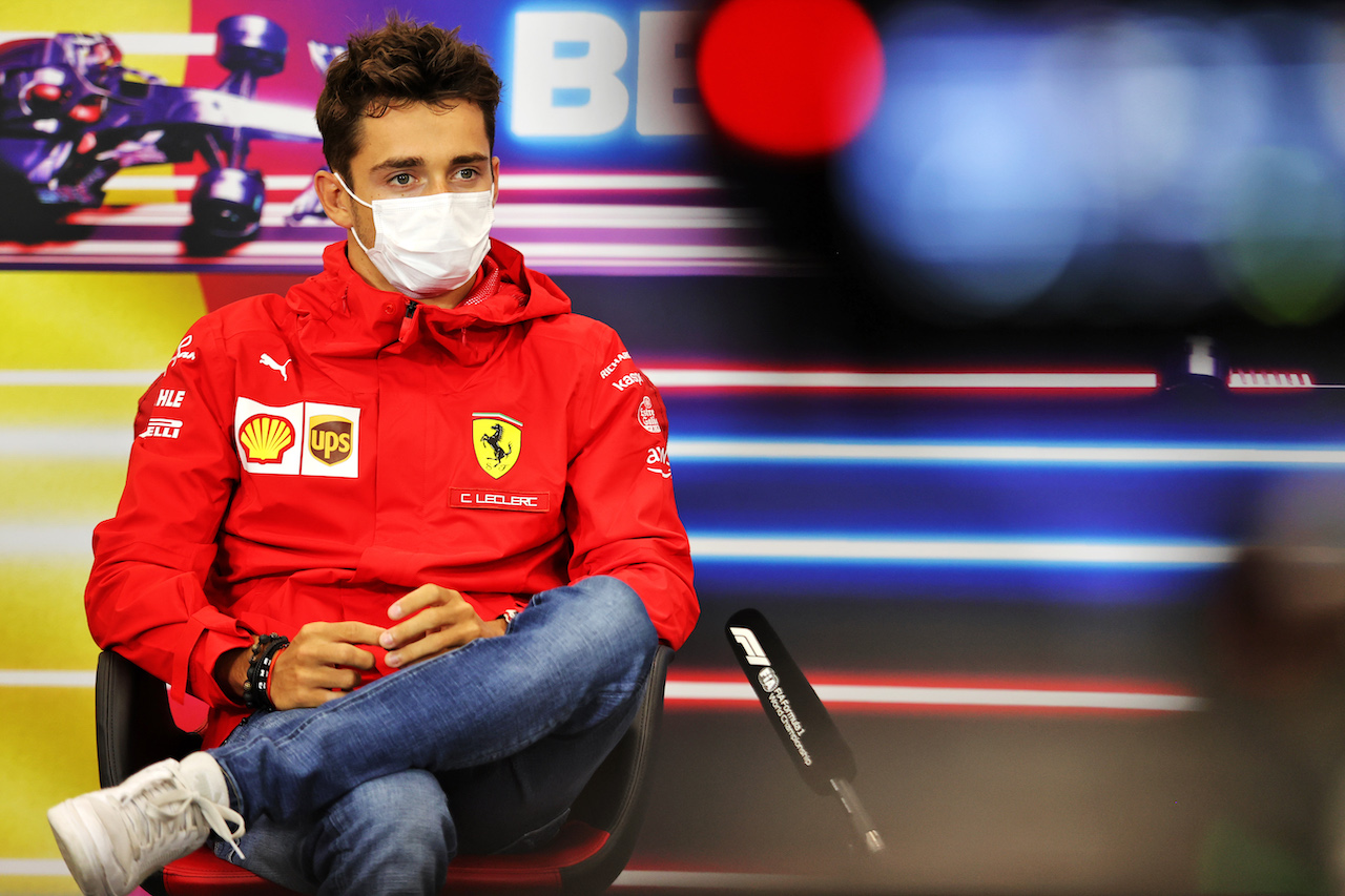 GP BELGIO, Charles Leclerc (MON) Ferrari in the FIA Press Conference.
26.08.2021. Formula 1 World Championship, Rd 12, Belgian Grand Prix, Spa Francorchamps, Belgium, Preparation Day.
- www.xpbimages.com, EMail: requests@xpbimages.com © Copyright: Charniaux / XPB Images