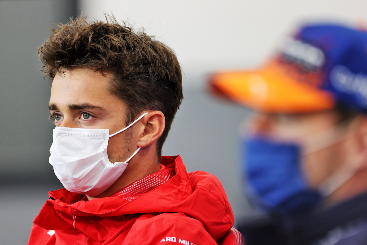 GP BELGIO, Charles Leclerc (MON) Ferrari in the FIA Press Conference.
26.08.2021. Formula 1 World Championship, Rd 12, Belgian Grand Prix, Spa Francorchamps, Belgium, Preparation Day.
- www.xpbimages.com, EMail: requests@xpbimages.com © Copyright: Charniaux / XPB Images