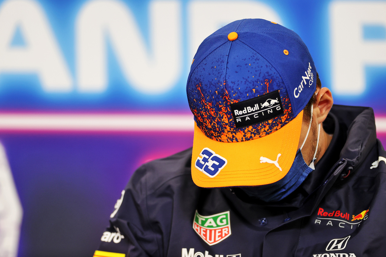 GP BELGIO, Max Verstappen (NLD) Red Bull Racing in the FIA Press Conference.
26.08.2021. Formula 1 World Championship, Rd 12, Belgian Grand Prix, Spa Francorchamps, Belgium, Preparation Day.
- www.xpbimages.com, EMail: requests@xpbimages.com © Copyright: Charniaux / XPB Images