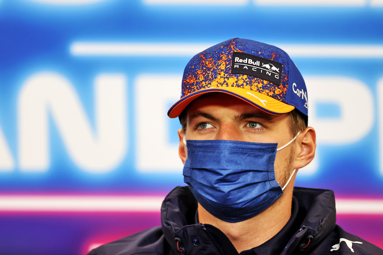 GP BELGIO, Max Verstappen (NLD) Red Bull Racing in the FIA Press Conference.
26.08.2021. Formula 1 World Championship, Rd 12, Belgian Grand Prix, Spa Francorchamps, Belgium, Preparation Day.
- www.xpbimages.com, EMail: requests@xpbimages.com © Copyright: Charniaux / XPB Images