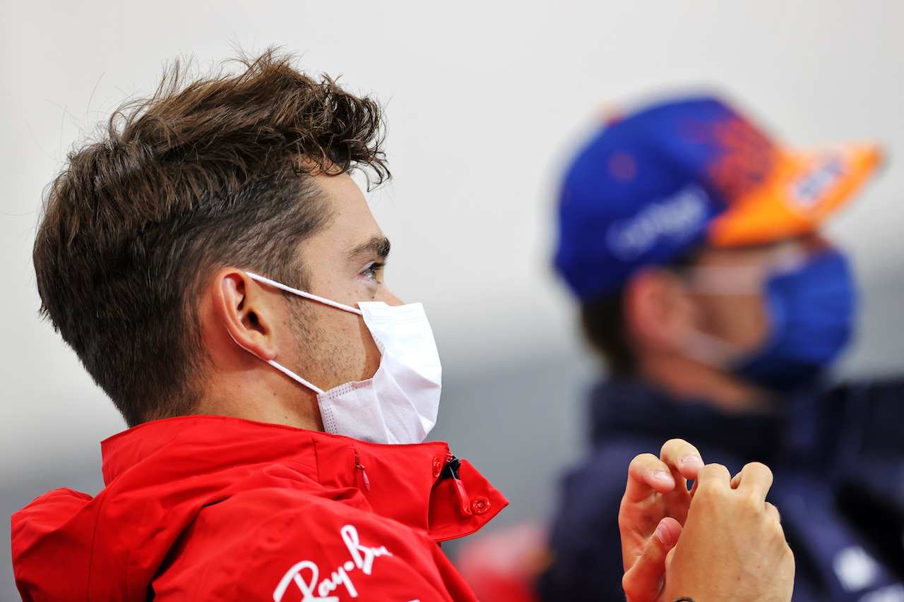 GP BELGIO, Charles Leclerc (MON) Ferrari in the FIA Press Conference.
26.08.2021. Formula 1 World Championship, Rd 12, Belgian Grand Prix, Spa Francorchamps, Belgium, Preparation Day.
- www.xpbimages.com, EMail: requests@xpbimages.com © Copyright: Charniaux / XPB Images