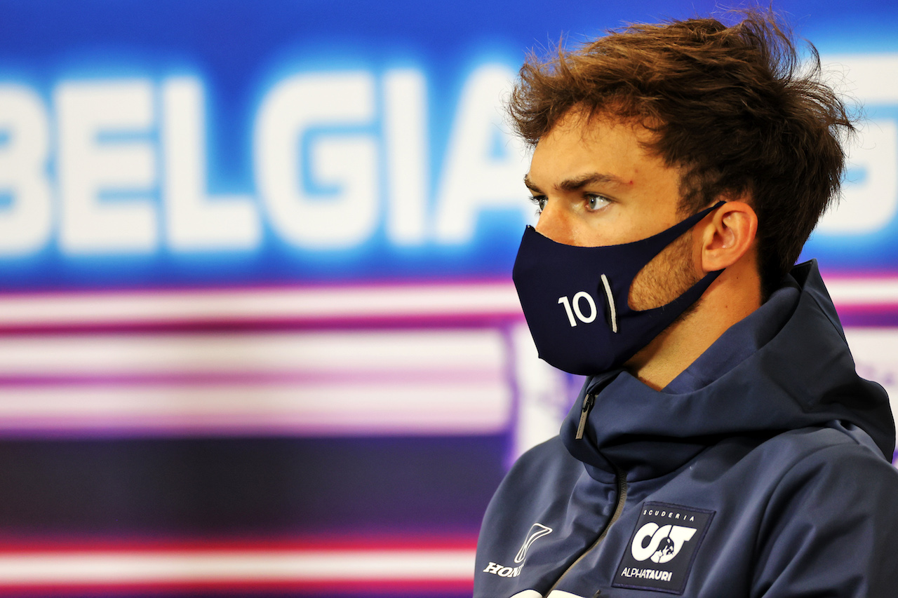 GP BELGIO, Pierre Gasly (FRA) AlphaTauri in the FIA Press Conference.
26.08.2021. Formula 1 World Championship, Rd 12, Belgian Grand Prix, Spa Francorchamps, Belgium, Preparation Day.
- www.xpbimages.com, EMail: requests@xpbimages.com © Copyright: Charniaux / XPB Images