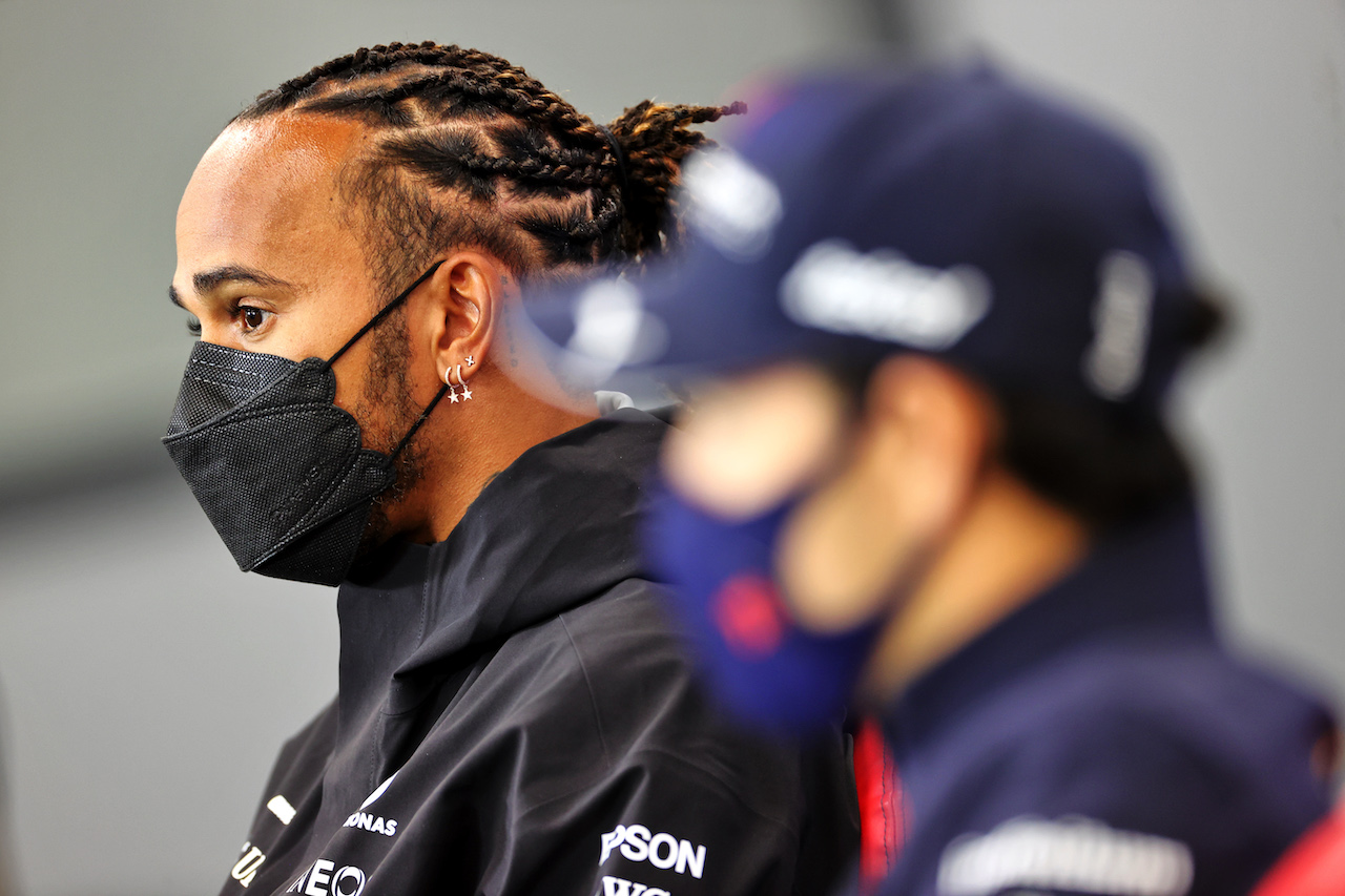 GP BELGIO, Lewis Hamilton (GBR) Mercedes AMG F1 in the FIA Press Conference.
26.08.2021. Formula 1 World Championship, Rd 12, Belgian Grand Prix, Spa Francorchamps, Belgium, Preparation Day.
- www.xpbimages.com, EMail: requests@xpbimages.com © Copyright: Charniaux / XPB Images