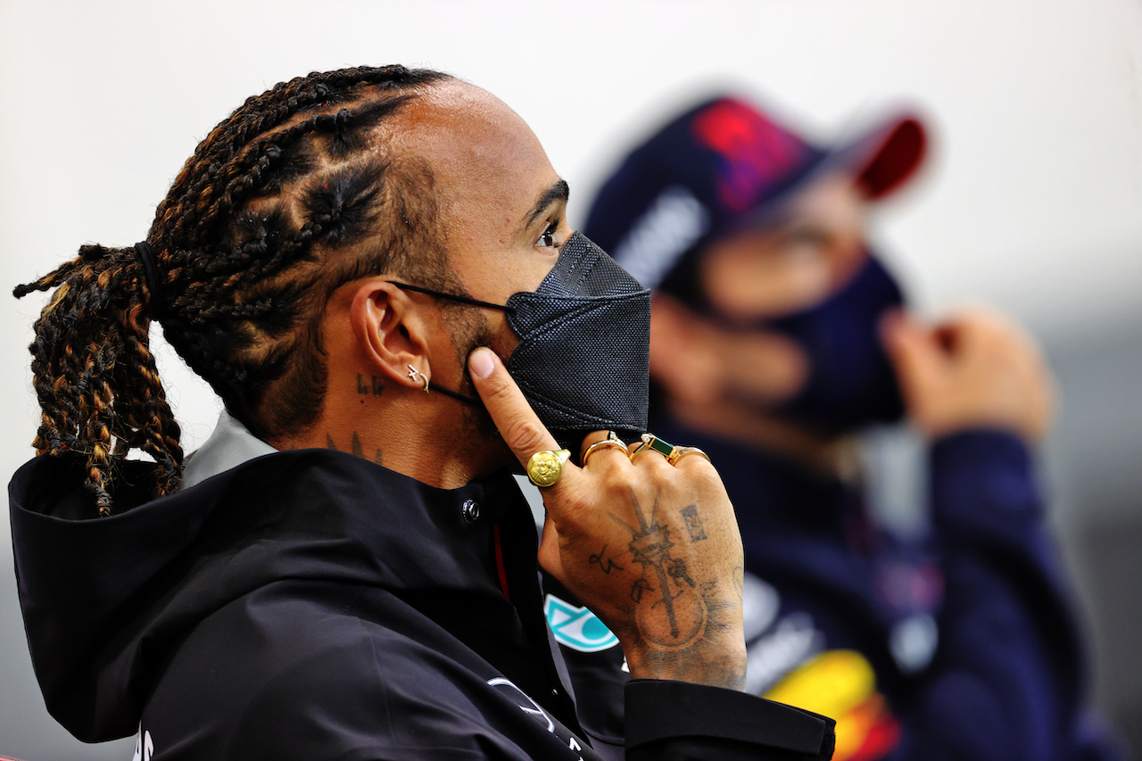 GP BELGIO, Lewis Hamilton (GBR) Mercedes AMG F1 in the FIA Press Conference.
26.08.2021. Formula 1 World Championship, Rd 12, Belgian Grand Prix, Spa Francorchamps, Belgium, Preparation Day.
- www.xpbimages.com, EMail: requests@xpbimages.com © Copyright: Charniaux / XPB Images