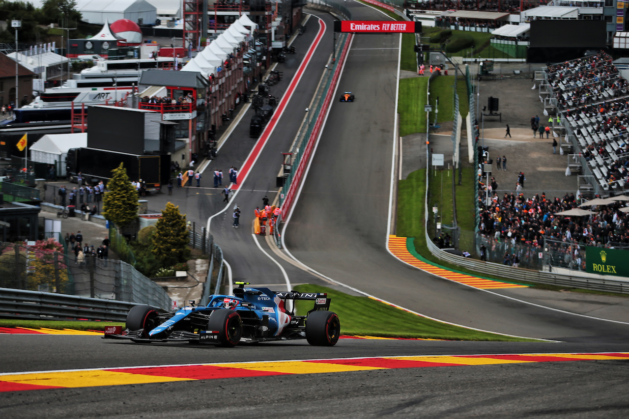 GP BELGIO, Esteban Ocon (FRA) Alpine F1 Team A521.
27.08.2021. Formula 1 World Championship, Rd 12, Belgian Grand Prix, Spa Francorchamps, Belgium, Practice Day.
- www.xpbimages.com, EMail: requests@xpbimages.com © Copyright: XPB Images