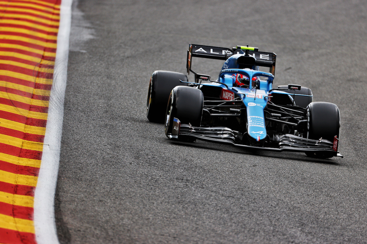 GP BELGIO, Esteban Ocon (FRA) Alpine F1 Team A521.
27.08.2021. Formula 1 World Championship, Rd 12, Belgian Grand Prix, Spa Francorchamps, Belgium, Practice Day.
- www.xpbimages.com, EMail: requests@xpbimages.com © Copyright: Batchelor / XPB Images