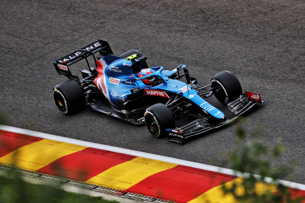GP BELGIO, Esteban Ocon (FRA) Alpine F1 Team A521.
27.08.2021. Formula 1 World Championship, Rd 12, Belgian Grand Prix, Spa Francorchamps, Belgium, Practice Day.
- www.xpbimages.com, EMail: requests@xpbimages.com © Copyright: Batchelor / XPB Images