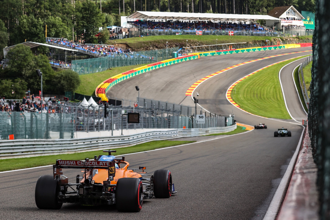 GP BELGIO, Lando Norris (GBR), McLaren F1 Team 
27.08.2021. Formula 1 World Championship, Rd 12, Belgian Grand Prix, Spa Francorchamps, Belgium, Practice Day.
- www.xpbimages.com, EMail: requests@xpbimages.com ¬© Copyright: Charniaux / XPB Images