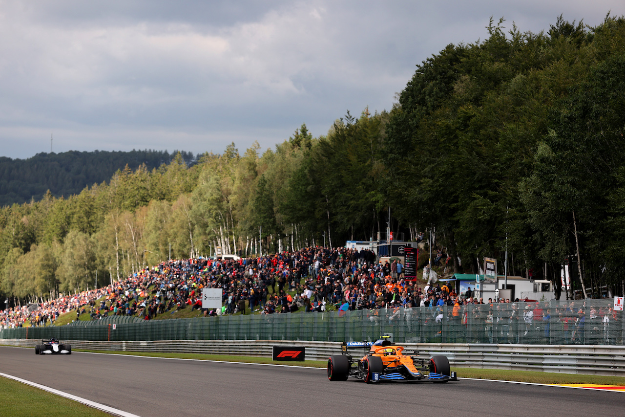 GP BELGIO, Lando Norris (GBR) McLaren MCL35M.
27.08.2021. Formula 1 World Championship, Rd 12, Belgian Grand Prix, Spa Francorchamps, Belgium, Practice Day.
- www.xpbimages.com, EMail: requests@xpbimages.com © Copyright: Batchelor / XPB Images